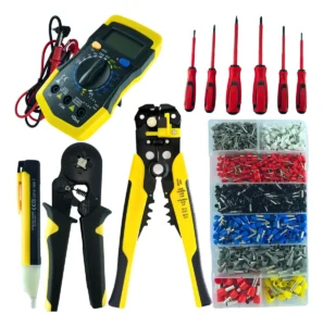 Alicate Crimpar Prensa Terminal Decapador Desencapador Fios 1200 Terminais Ilhós Tubular Chaves Isoladas Kit Eletricista Profissional Ferramentas Cietec
