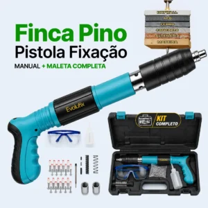 Pistola Fixação Finca Pino Ação Direta Pregos + Maleta Epi Pinador Pregador Grampeador Rebitador De Prego Pressão Manual Ferramenta Para Drywal Gesso Concreto Aço Parede Forro Pvc Grampo Kit Premium