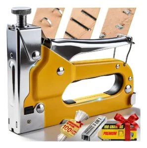Grampeador Tapeceiro Profissional Manual Alta Pressão Aço 3 Em 1 Grampos Pressão Ferramenta Marcenaria Tapeçaria Madeira Tecido Papelão Estofados Kit Grampeador Profissional Com Abraçadeira E Grampos